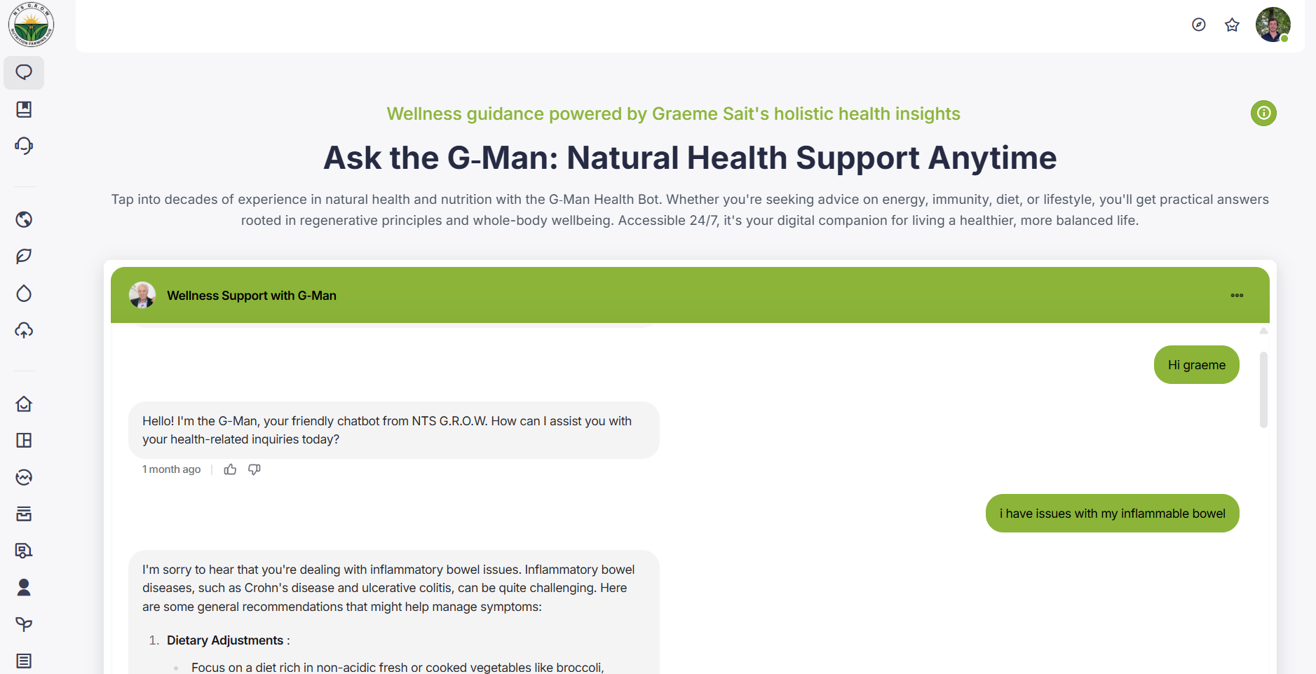 G-Man AI assistant in G.R.O.W Guidance