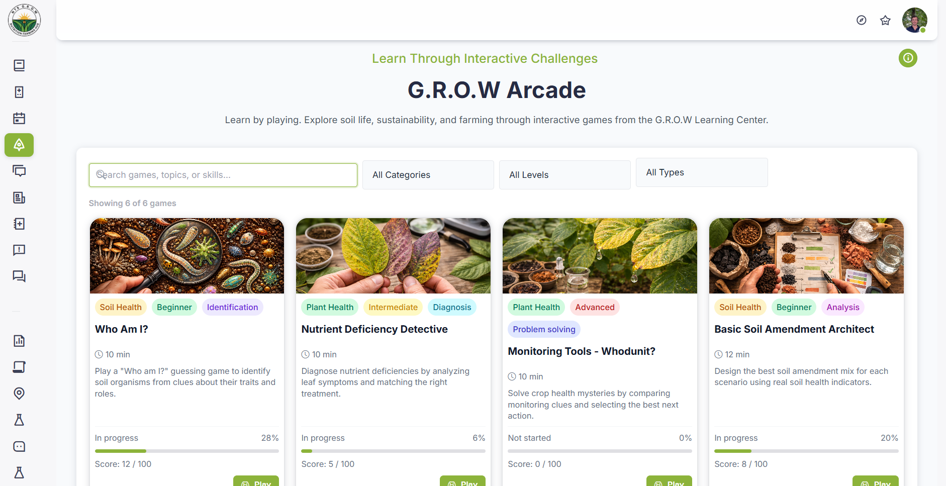 Educational game or interactive simulation in NTS G.R.O.W Wisdom